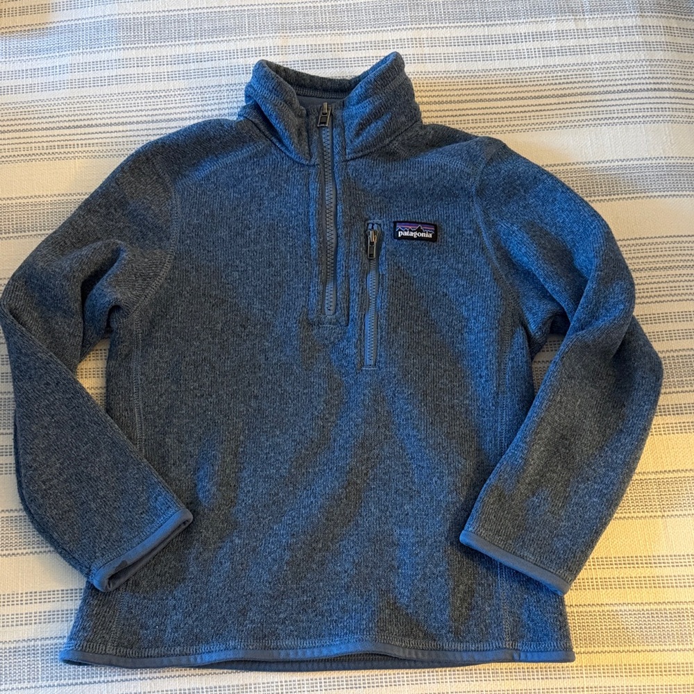 Patagonia Kids Heathered Blue Zip-Up Sweater